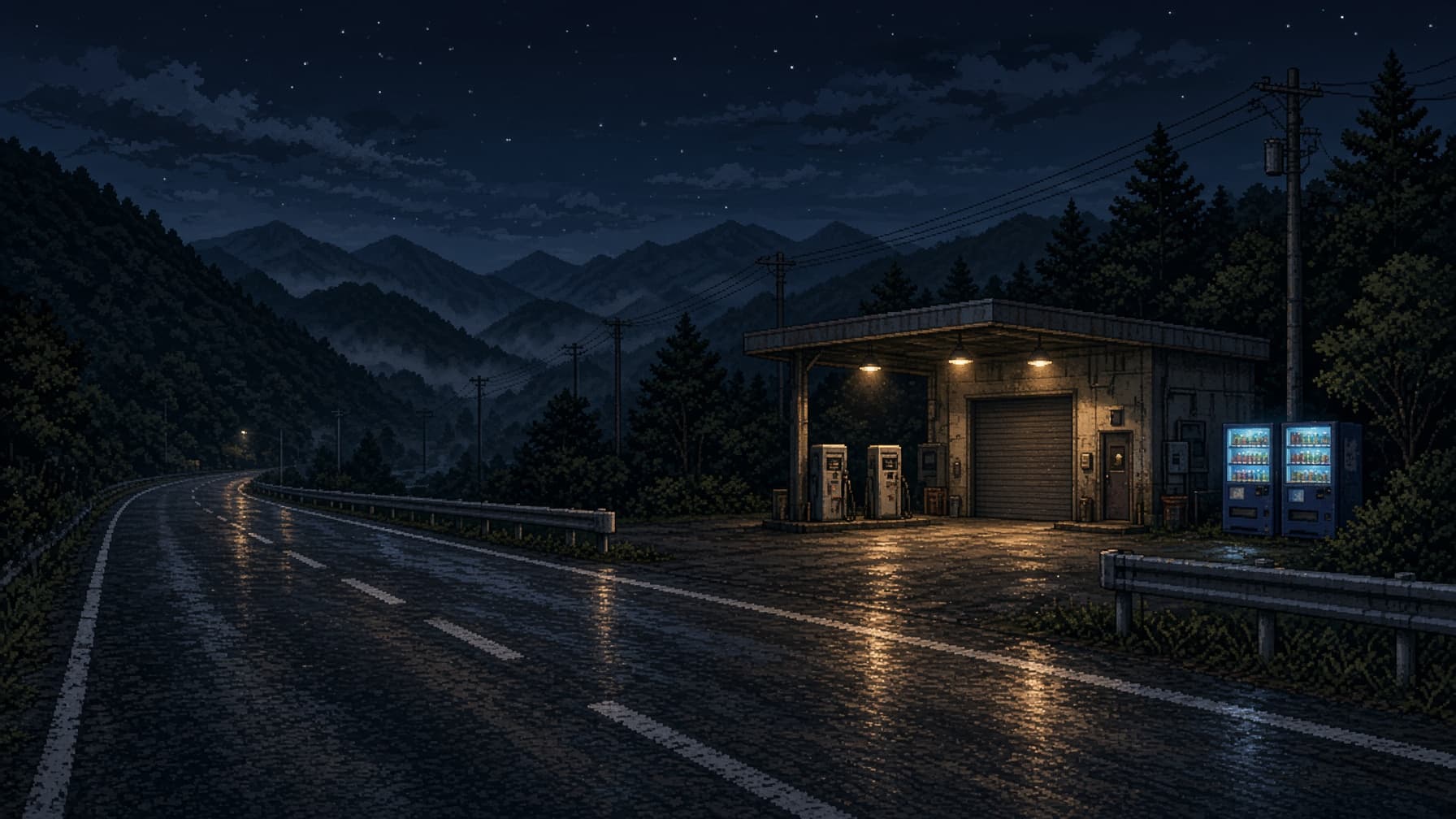 RURAL NIGHT GAS STATION